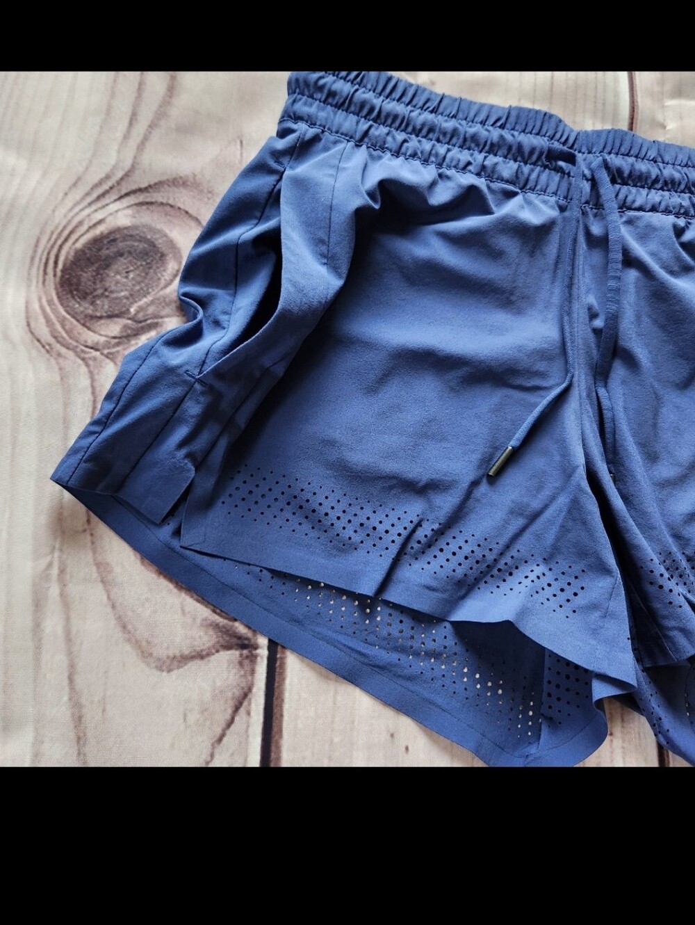 Athleta "Baja Short 2.0" Laser Cut Perforated Blue Athletic | Women's Size 2 - Picture 3 of 10